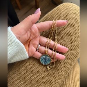 Blue Lotus Adjustable Statement Necklace - 14kt Gold Over .925 Sterling